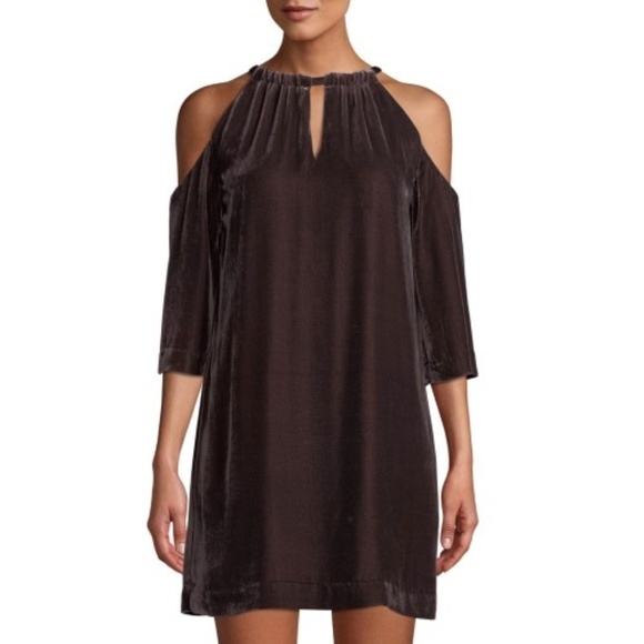 Trina Turk Eden Velvet Cold-Shoulder Shift Dress - Picture 1 of 3